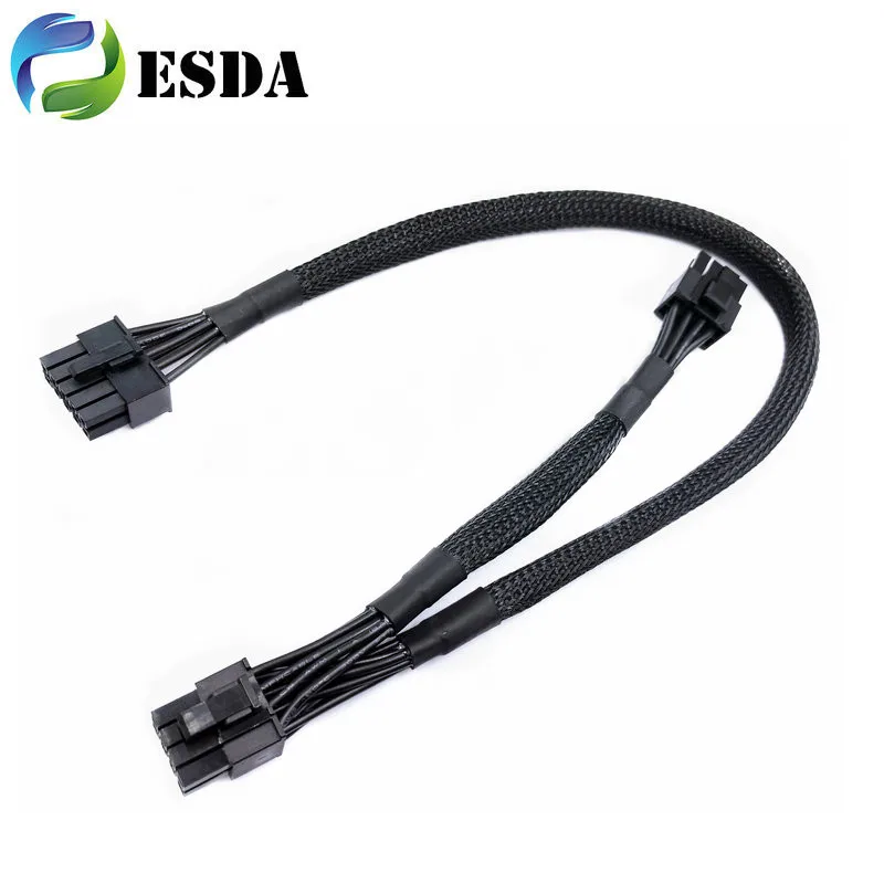 40cm 10Pin to 1x 8Pin Dual 8 (6+2) Pin GPU Power Adapter Cable for HP DL380 GEN8 GEN9 Server GPU