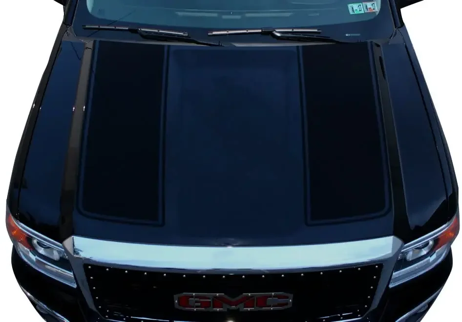 

Factory Crafts Racing Stripes Graphics Kit 3M Vinyl Decal Wrap Compatible With GMC Sierra 20142017 Matte Black2PCS