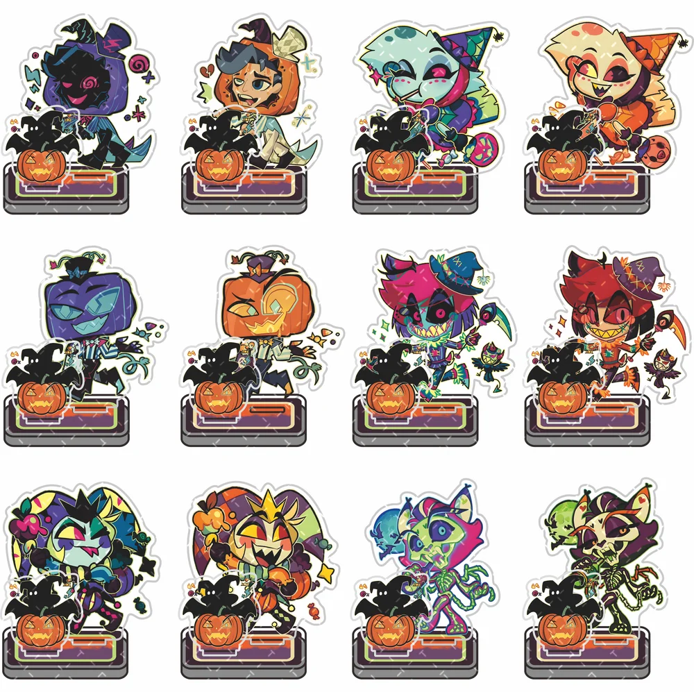 Hazbin Hotel Halloween Acrylic Stand Figure 10cm Cartoon Character Desk Decor Keychain Collection Gift for Fans