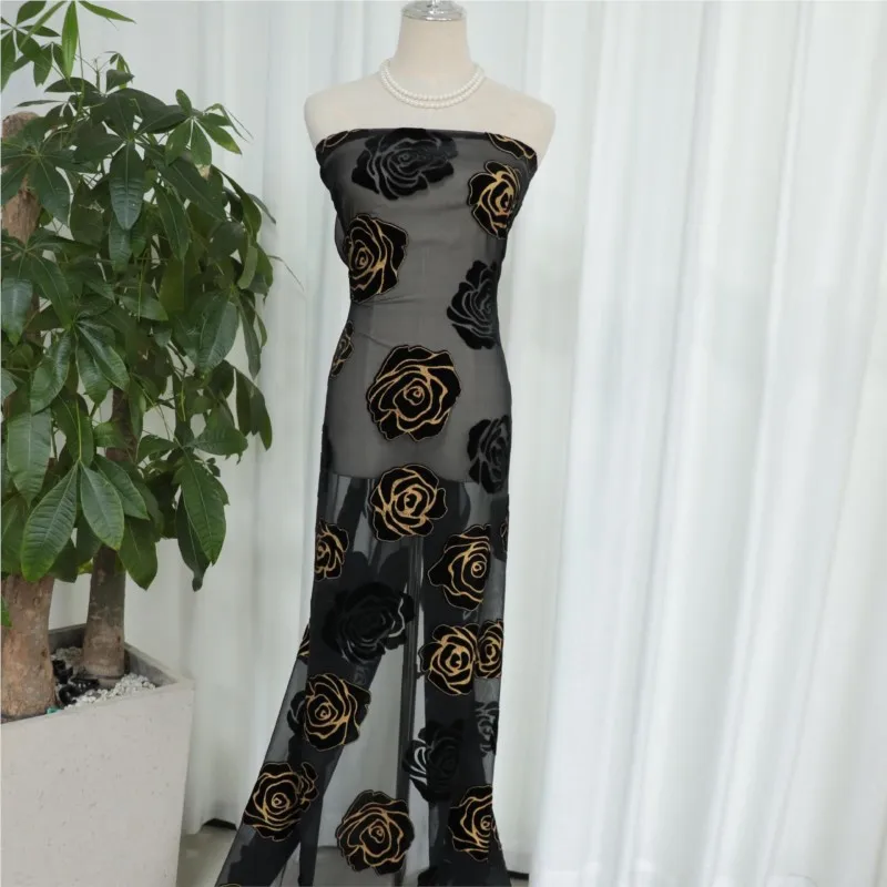 Woven velvet brocade velvety embossed burned and pressed fabric sleeping dress cheongsam