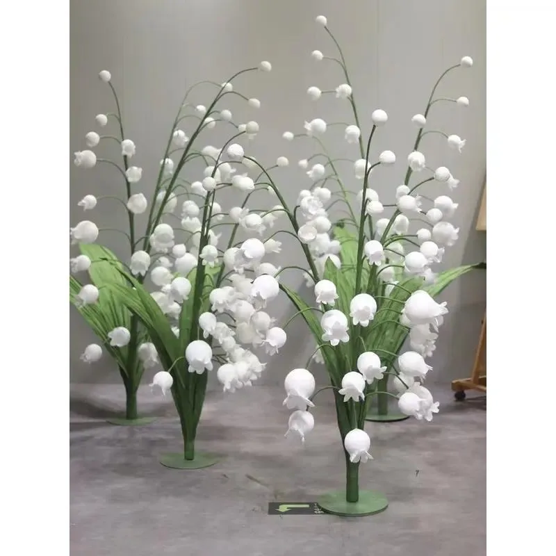 Wholesale Handmade Giant Lily of the Valley Flowers with Brackets Oversized Artificial Blooms for Wedding Event Decoration