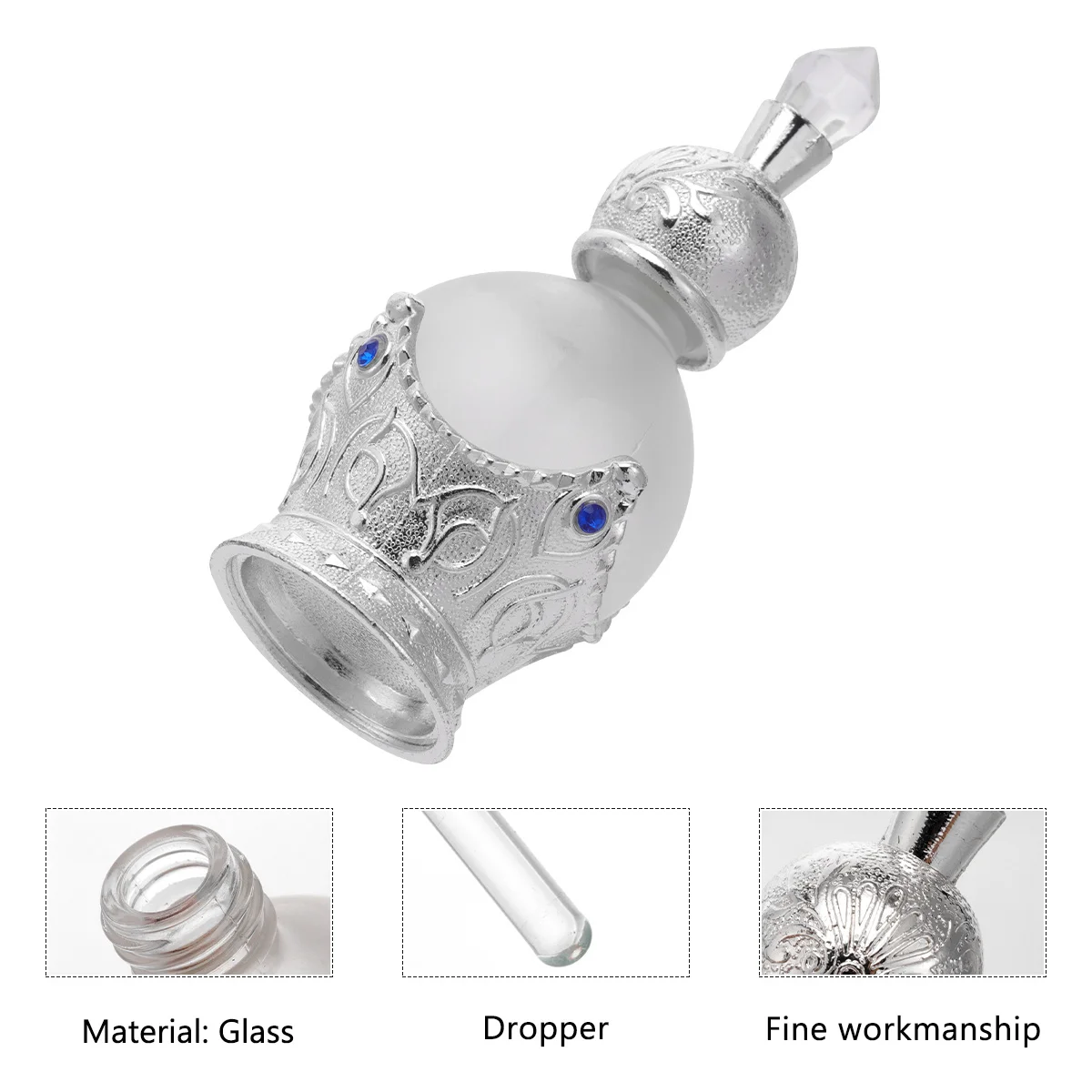 Flacone di profumo in vetro stile Arabia da 15 ml Flacone contagocce vintage Porta oli essenziali riutilizzabile vuoto per decorazioni per la casa da viaggio