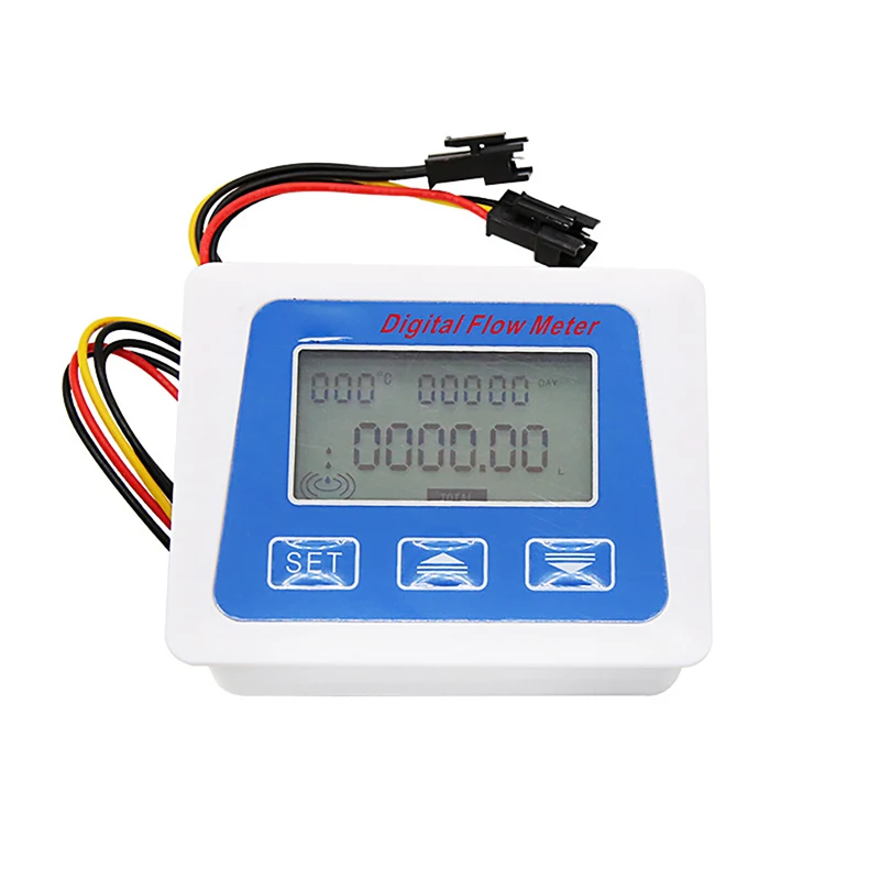 

Digital Flow Meter With Display Cumulative/Instantaneous Flow/Temperature Output Battery Powered DC5V LCD Display Instrument