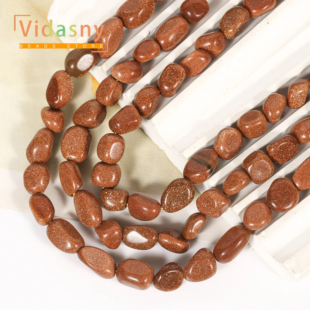 8-10mm Goldener Sandstein Unregelmäßige Ovale Lose Perlen für Schmuckherstellung, DIY-Armbänder, Zubehör – Detail 6