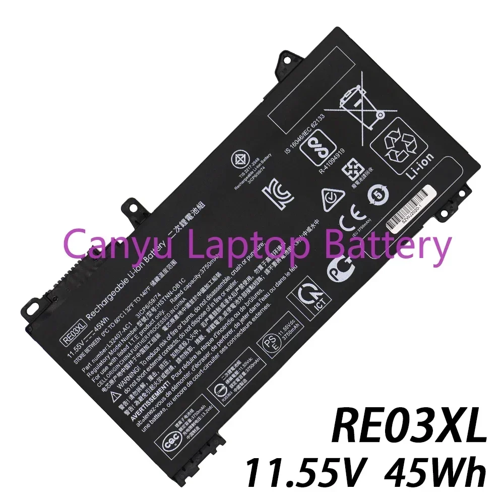 2024 New RE03XL  Battery For HP ProBook 445 450 455 440 430 G6 Series HSTNN-DB9N L32407-2B1 Laptop battery