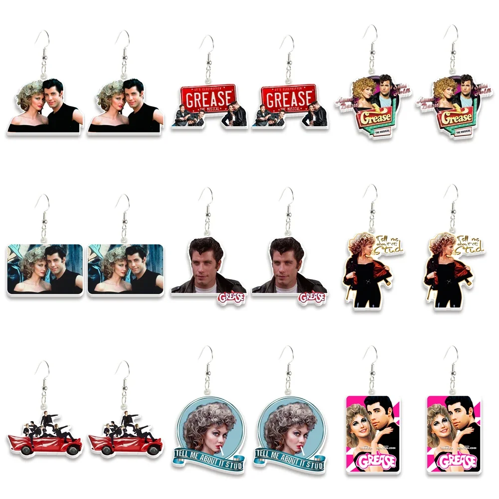 Acrylic Resin Earrings Hot Movies Themed Grease Big Long Dangle Drop Unique North America Animal For Women Girls Kid Gift