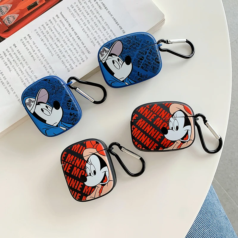 Funda de auriculares para Apple AirPods 1 2 3 generación Pro 2, funda de auriculares inalámbricos con Bluetooth, con gancho, Mickey, Minnie, Toy Story