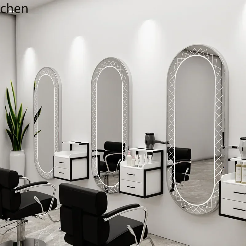 d1 Barber Shop Special Aluminum Alloy Mirror Stand Single-Sided Hair Salon Wall-Mounted Haircut Makeup Mirror