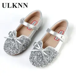 Princess Girls Silver Shoes New Baby The Spring And Autumn 2023 Single Soft Bottom Dress Flats Girls Flat Shoes