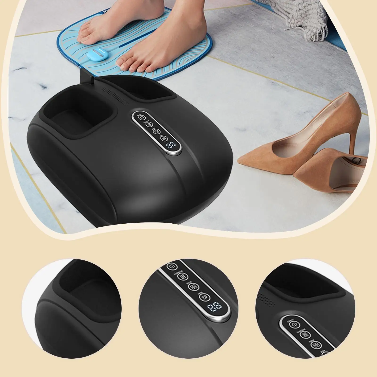 

Домашний массажер для ног со съемным чехлом, электрическое массажное устройство с пятью уровнями интенсивности для расслабления и снятия напряжения