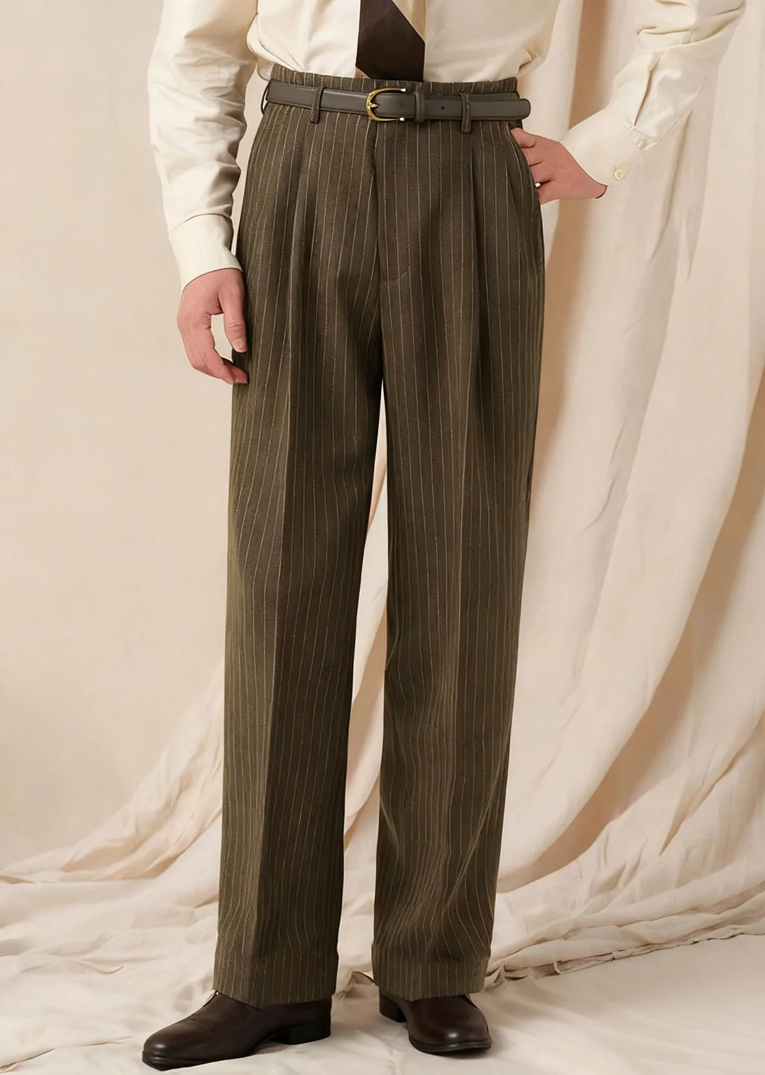 Boutique Fashion Striped Men's Casual Suit Pants Business Office Formal Groom's Wedding Dress High-Street Vintage Trousers