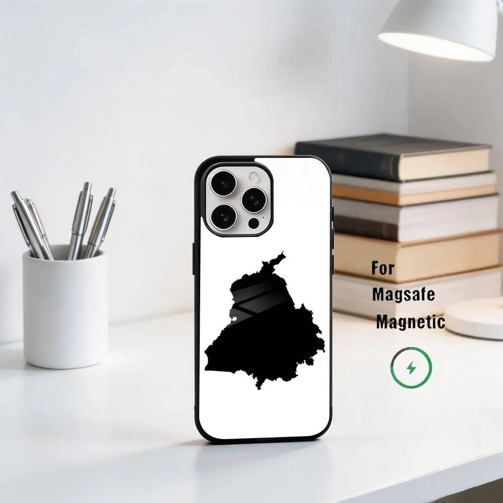 P-Punjab M-Map Phone Case For iPhone17,16,15,14,13,12,11 Plus,Pro Magnetic For Magsafe Wireless Charging
