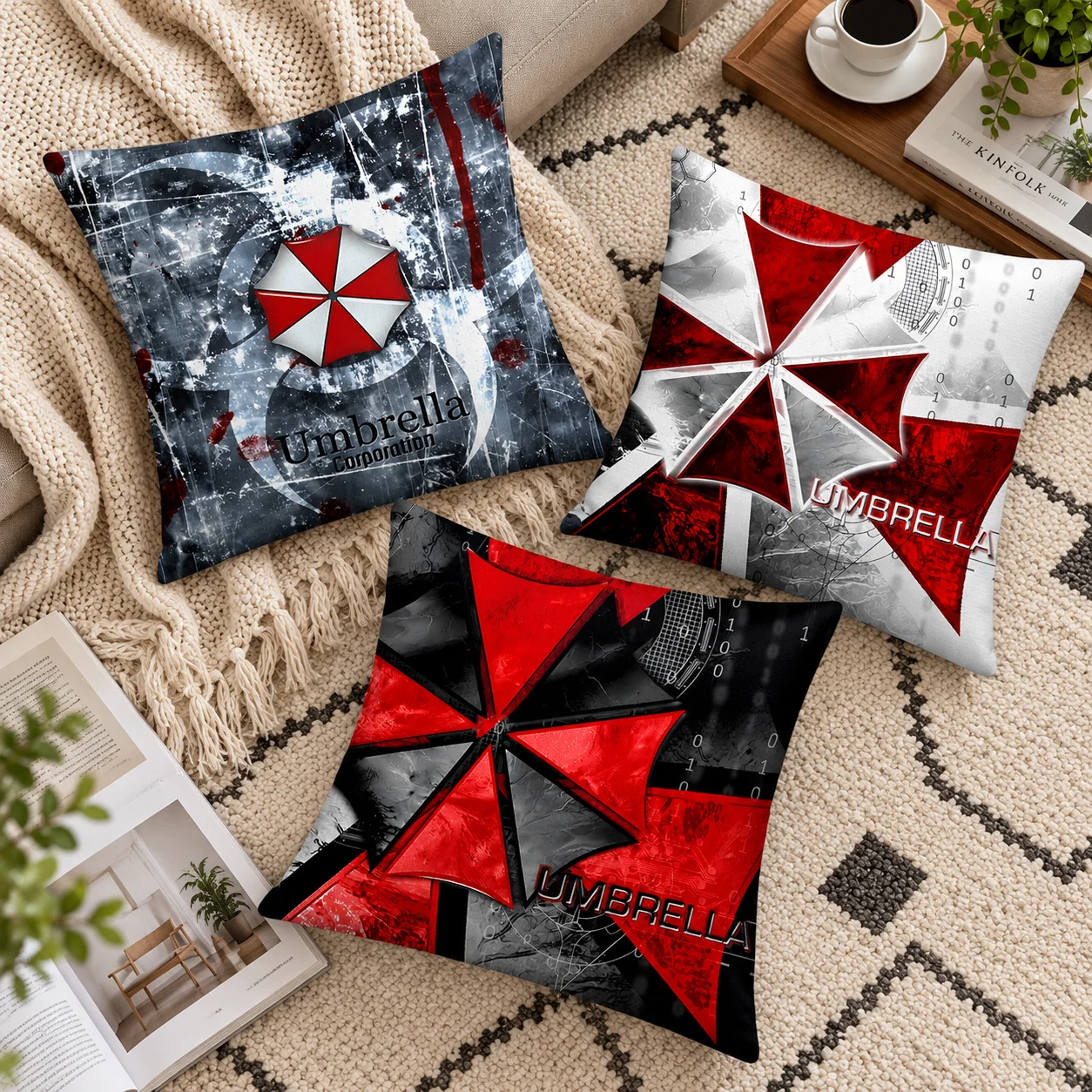 R-Resident Evil Umbrella Corporation Pillow Cover 1PC Double Sided Print Cushion Case Horror Movie Themed Sofa Bedroom Decor