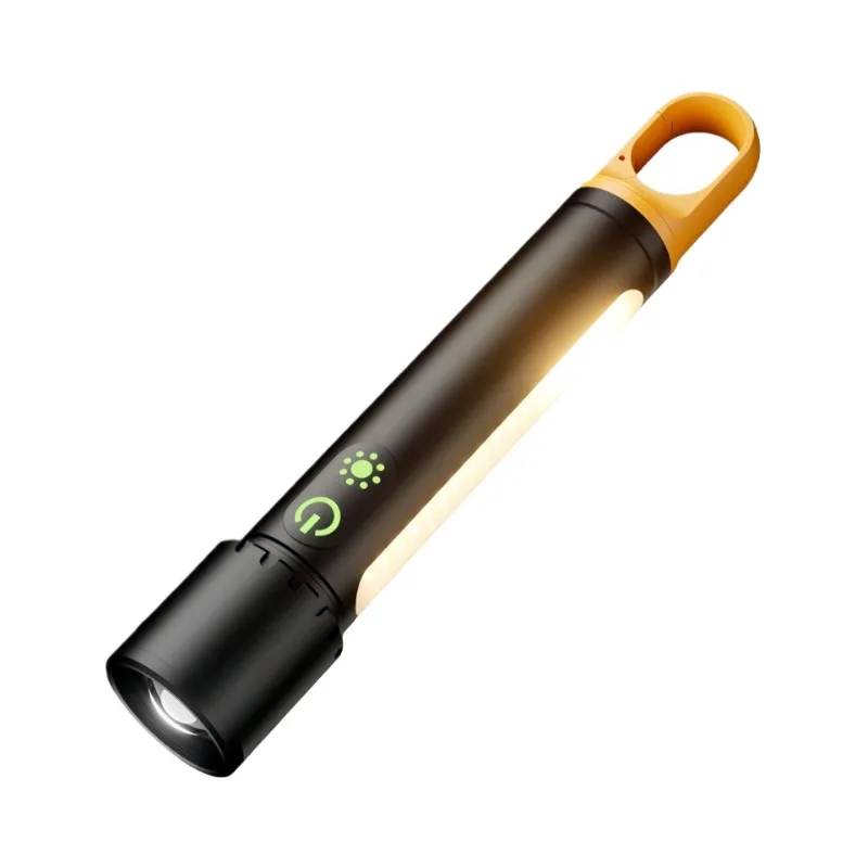 AliExpress NONE Portable Strong Light LED Flashlight COB Side Light Zoom Rechargeable Aluminum Alloy Torch with Hook Outdoor Camping and Cycling