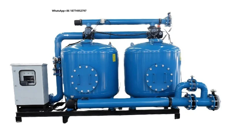 Water Treatment Machinery Carbon Steel Sand Pressure Filter with PLC & Motor for Farm Irrigation System 1 Year Warranty