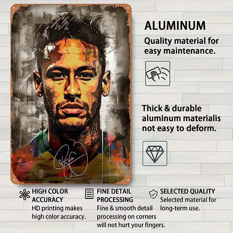 Neymar Jr Sign Home Decoration Accessories Vintage Metal Tin Sign Palque for Pub Club Restaurant Bedroom Wall Decoration Art Bar