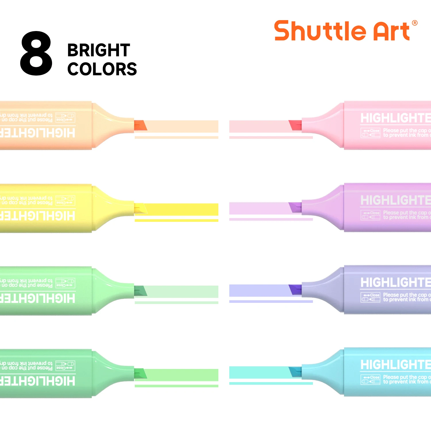 Shuttle Art 8 Pastel Highlighters, Assorted Macaron Colors Highlighter Pens, Chisel Tip Dry-Quickly Non-Toxic Highlighter Markers for Adults Teachers Students Highlighting in the Home School Office