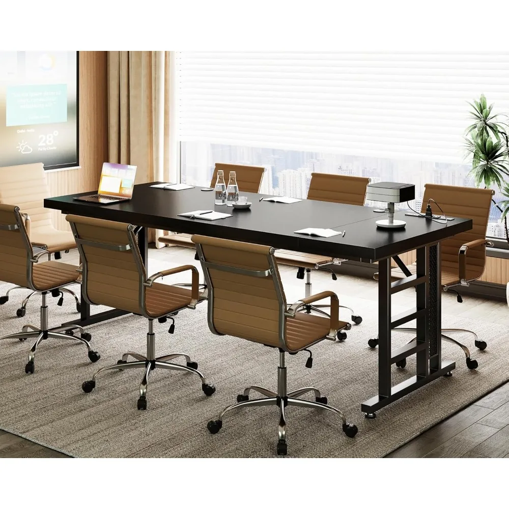 مكتب تنفيذي مقاس 71 بوصة مع منافذ USB، ومكتب مكتب كمبيوتر، وطاولة كتابة حديثة كبيرة، وأثاث أعمال لمحطة العمل #6