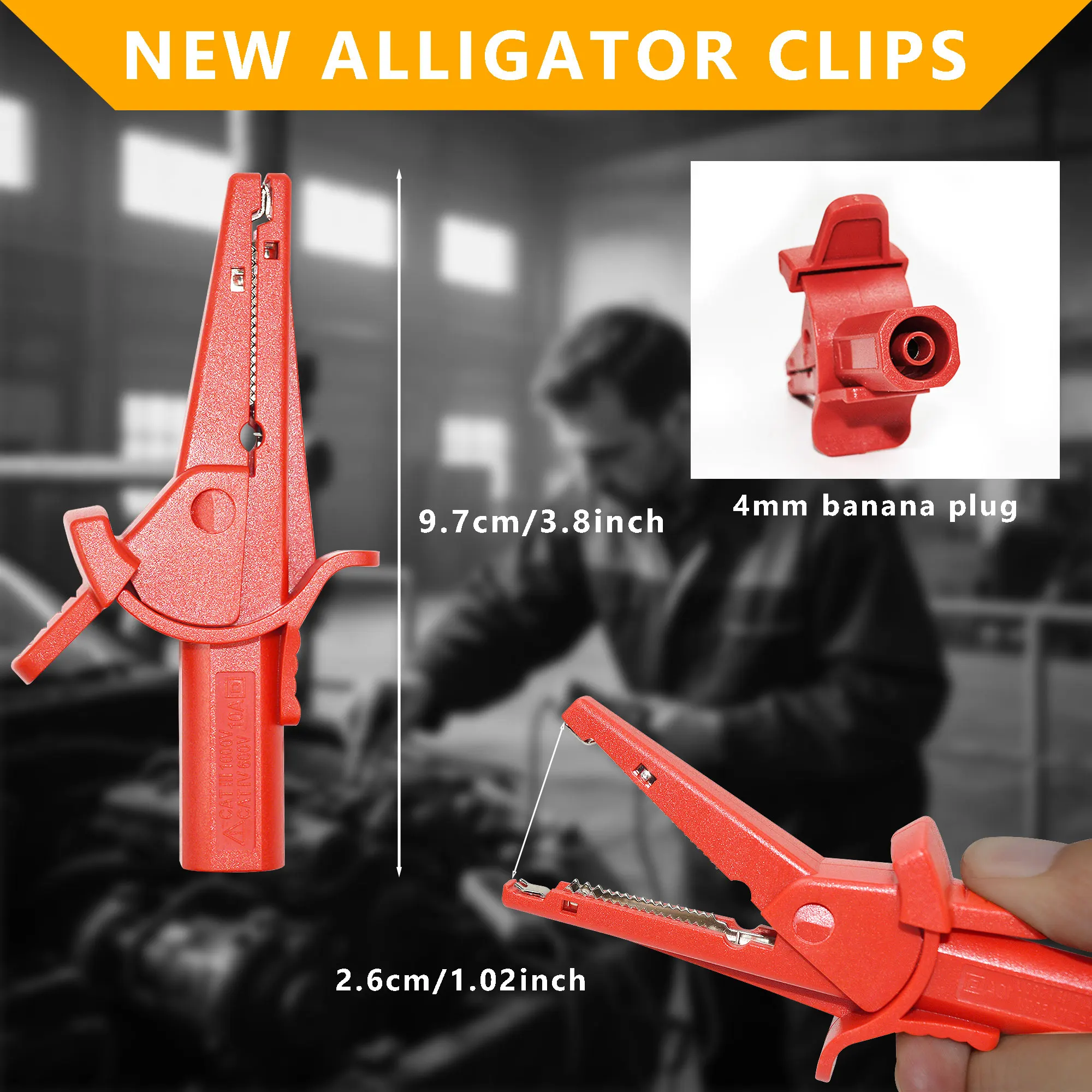 ZIBOO Alligator Clips.AC285 Safety Alligator Clip Compatible with Phase Rotation Indicator use with TL222 and TL224 Test Leads