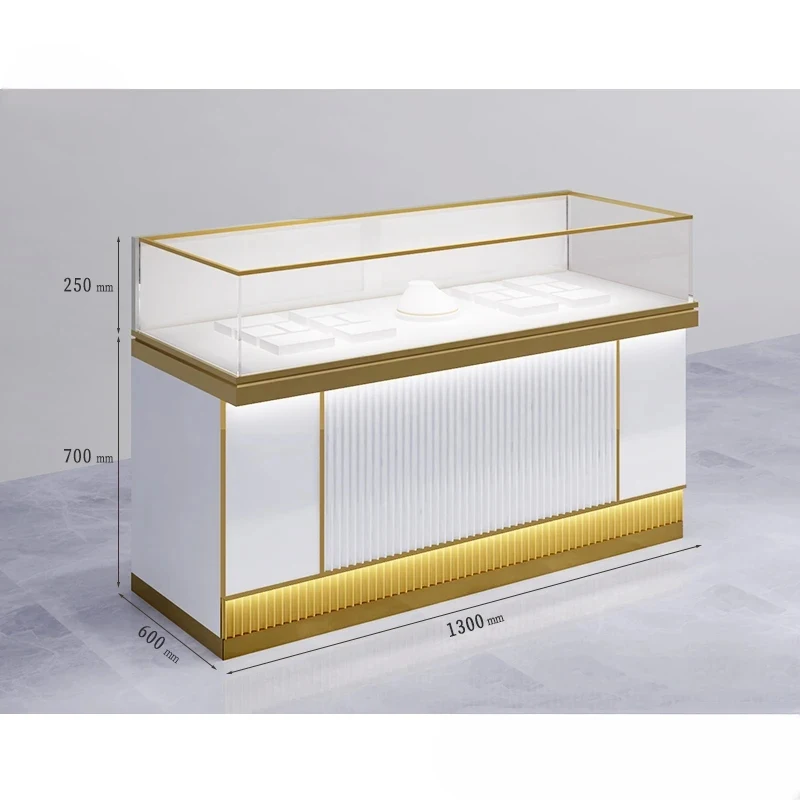 custom.High-End LED Lighting Tempered Glass Jewelry Showcase Store Display Counter Fixtures Furniture Jewelry Shops