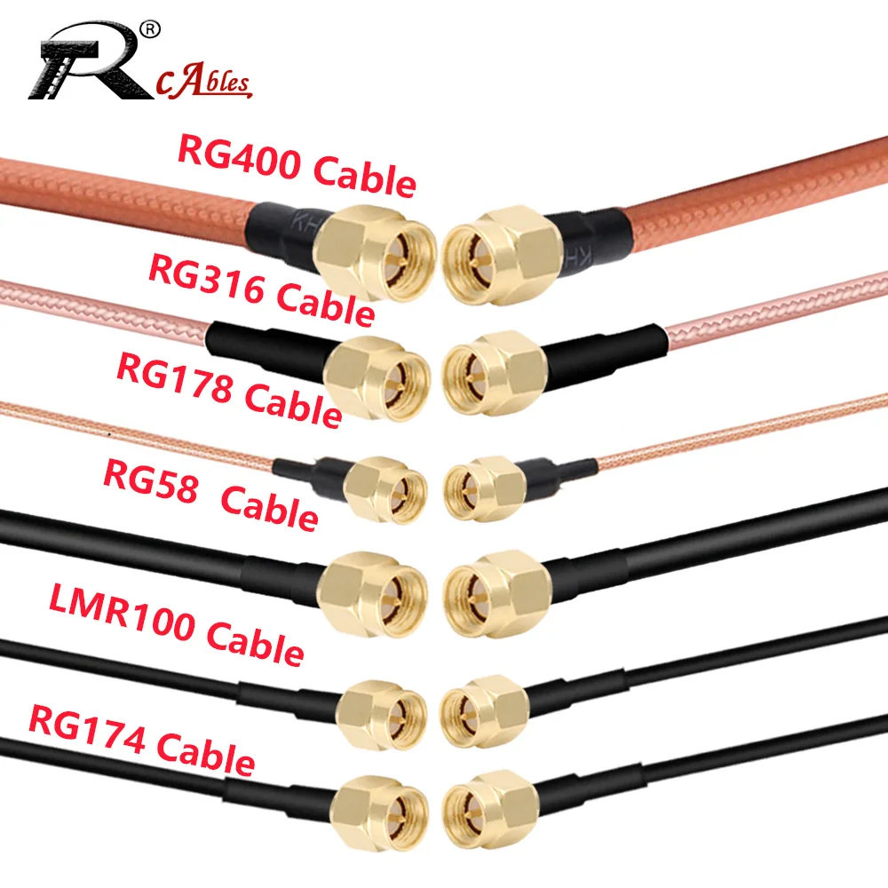 SMA Male to SMA Male Plug RF Connector Pigtail Antenna Extension Cable LMR100 RG174 RG178 RG316 RG58 RG402 RG400 RG405