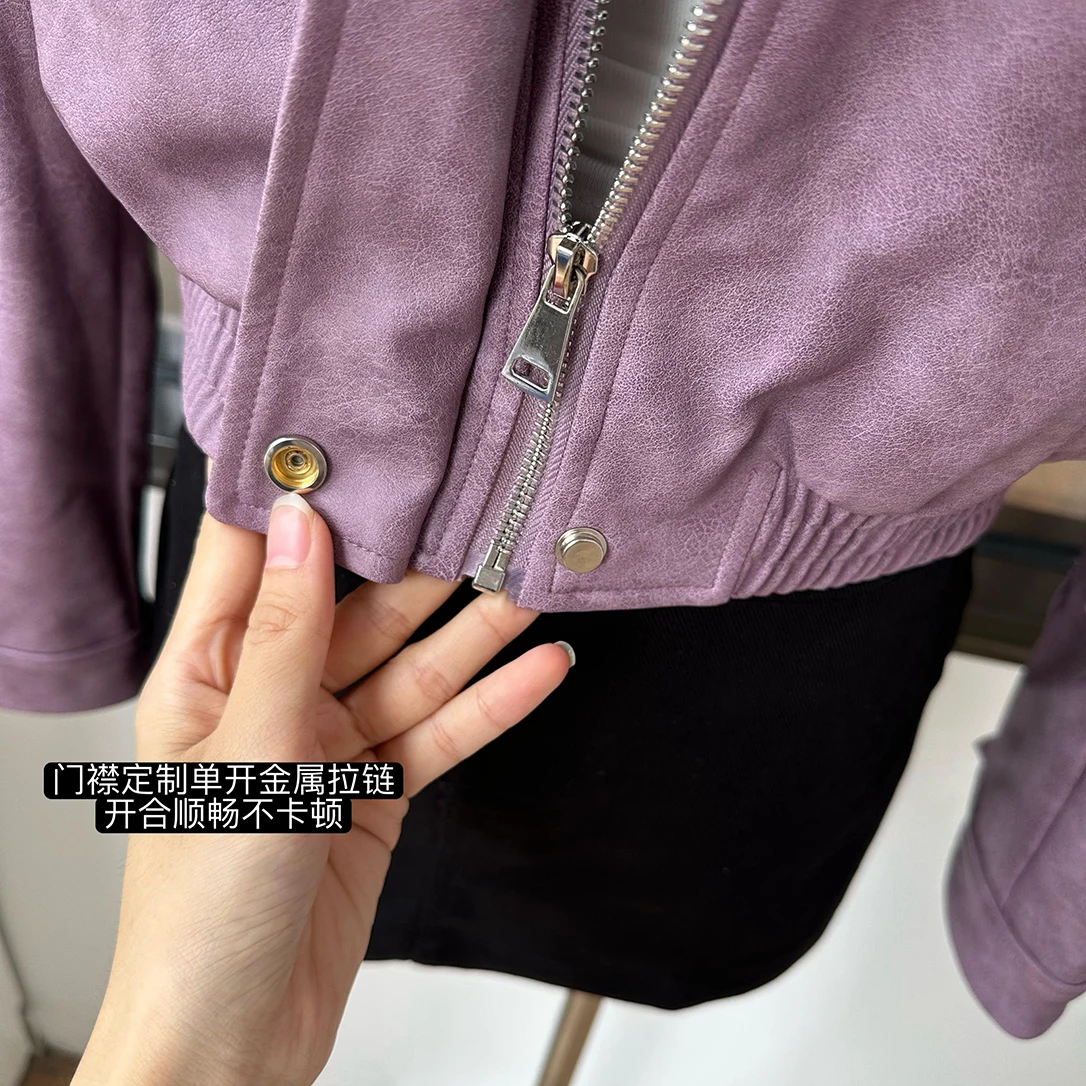 Women's Chic Autumn Winter Streetwear Long Sleeve Pu Leather Jacket Lady Zipper Turn Down Collar Loose Faux Leather Outwear Top