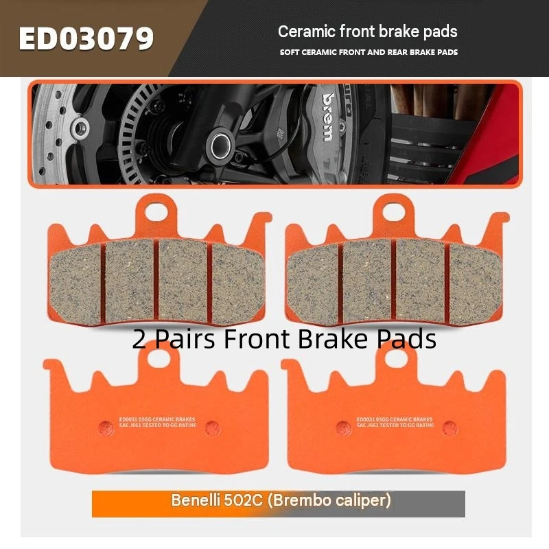 For Benelli 502C Ceramic Super Alloy Brake Pads Fit Brembo Caliper Low Wear Long Lifespan Stable High Low Temp Friction