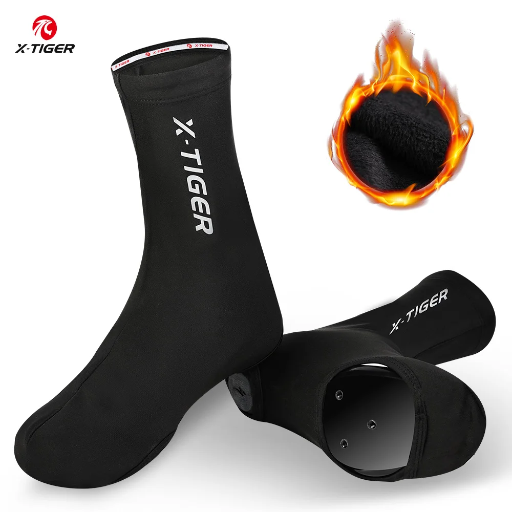 X-TIGER Winter Cycling Shoes Cover Thermal Fleece MTB Bike Overshoes Waterproof Shoes Covers Sports Cycling Overshoes
