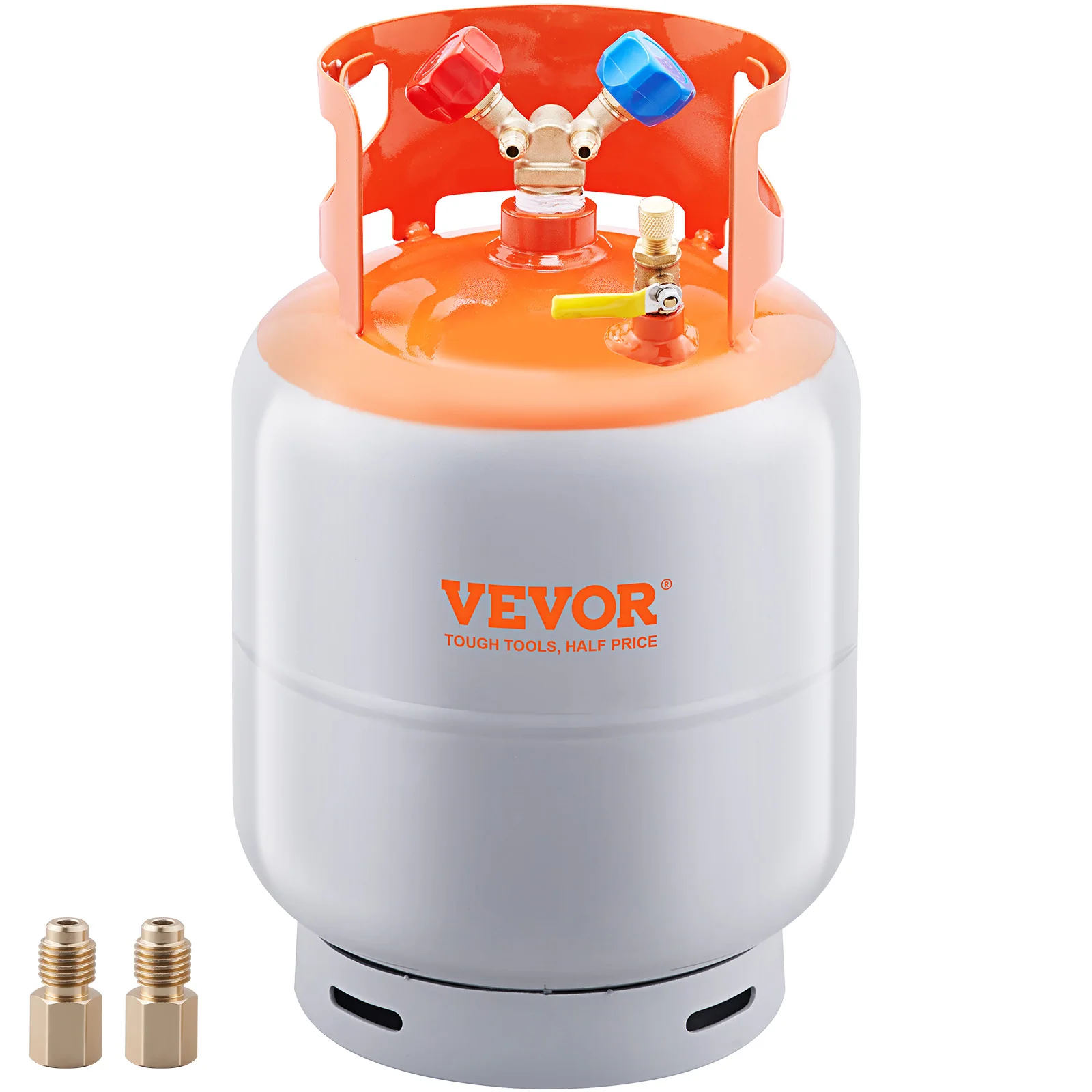 SucceBuy Kältemittel-Rückgewinnungstank, 50 Pfund Kapazität, 400 psi, tragbarer Zylindertank mit Y-Ventil, Flüssigkeit/Dampf, Orange + Grau für R22