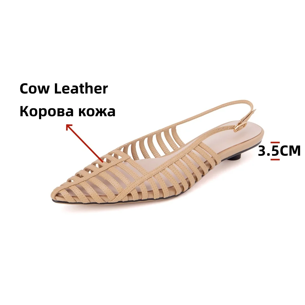 FEDONAS Elegant Women Genuine Leather Sandals Kitten Heels Pointed Toe Party Wedding Shoes Woman Heels Pumps Office Shoes