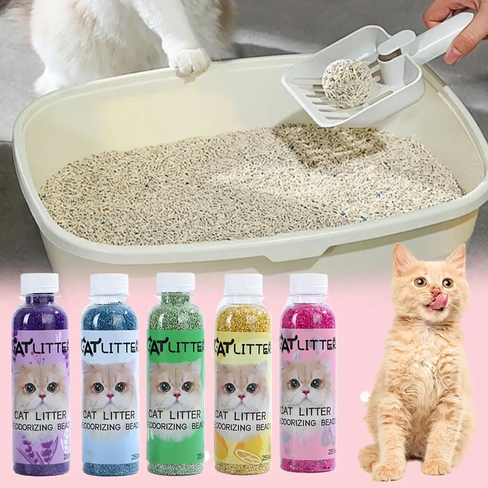 Cat Litter Deodorizing Beads Pet Odor Absorber Natural Deodorizer Fragrance Crystals Kitten Toilet Cleaner Refreshing Air 250g