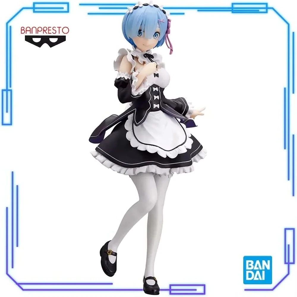 In Stock Bandai Original Genuine Banpresto Re: Life A Different World From Zero GLITTER&GLAMOURS Rem Maid 24cm Model Toy Figures