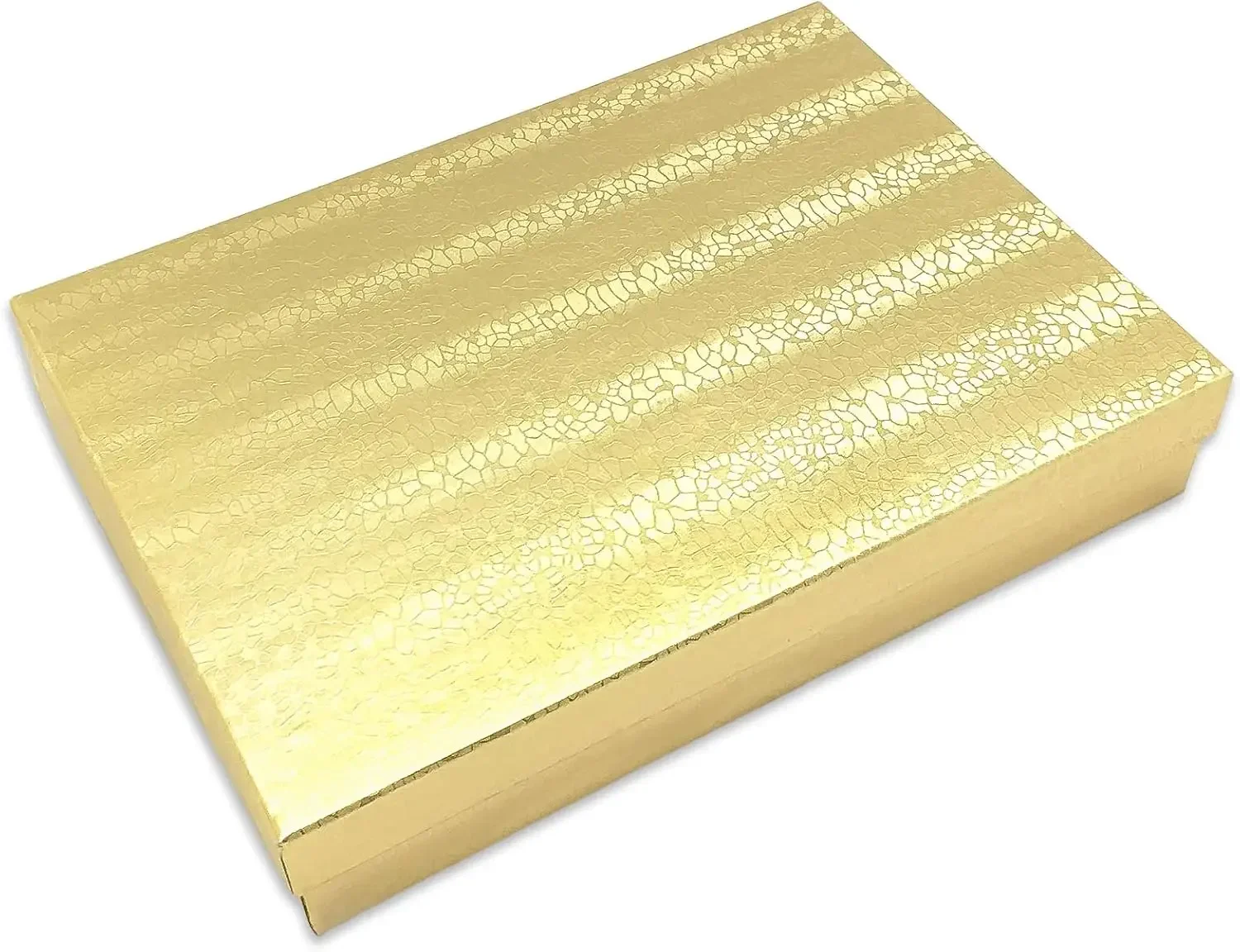 TheDisplayGuys - 100-Pack #75 Cotton Filled Cardboard Paper Jewelry Boxes Gift Case - Gold Foil (7.1
