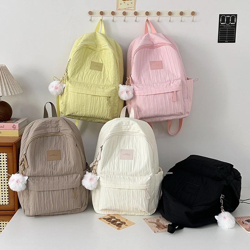 Zaini moda in filo solido in nylon Casual versatile 2025 Borse da donna di alta qualità Nuova borsa da donna di alta qualità Mochila Mujer