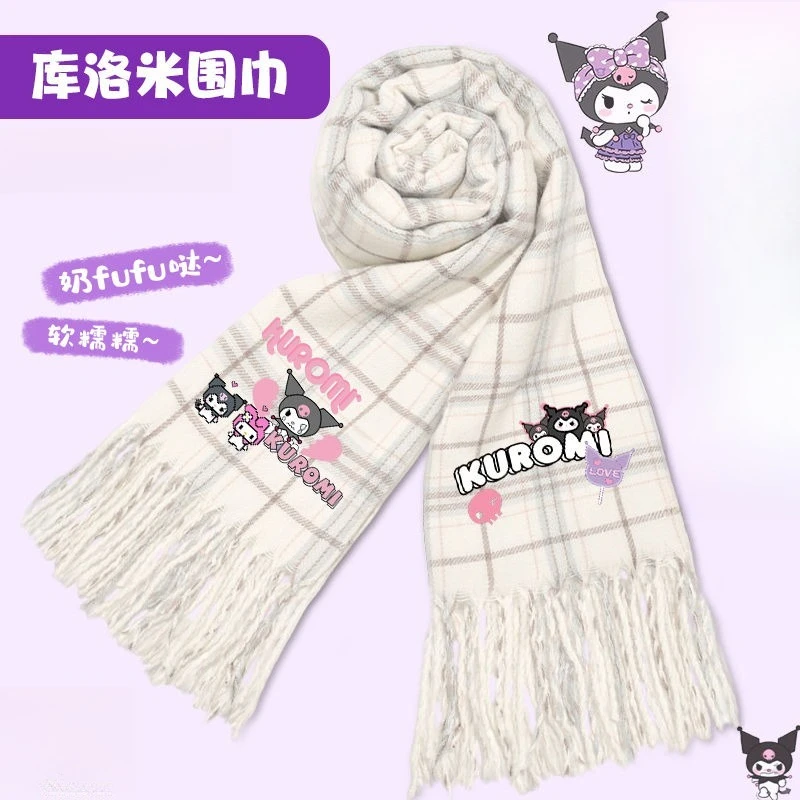 

Зимний теплый шарф Kuromi, милый Санрио, аниме, косплей, накидка на шею, унисекс, модный аксессуар для пары