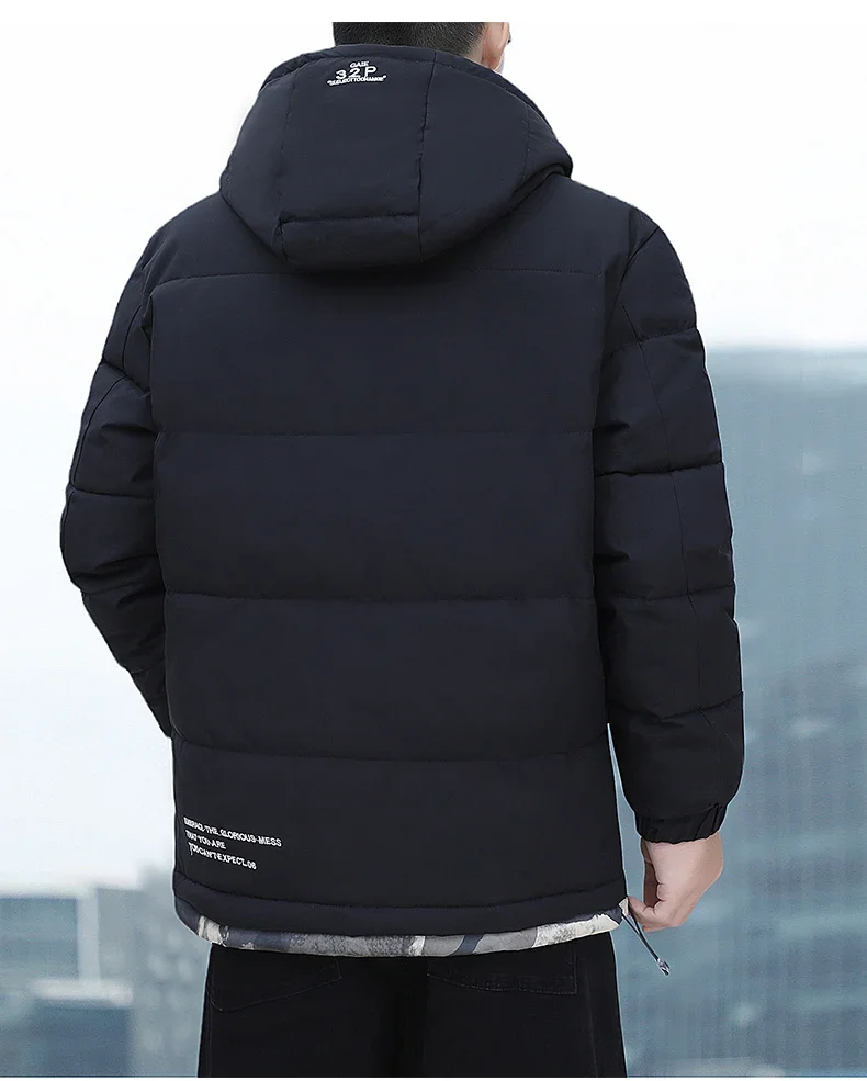 2024ฤดูใบไม้ร่วงฤดูหนาวผู้ชายทหารลงเสื้อแจ็คเก็ตหนาWarm Hooded Pufferเสื้อแจ็คเก็ตผู้ชายกลางแจ้งหลวมWindproofเบาะParka Coat