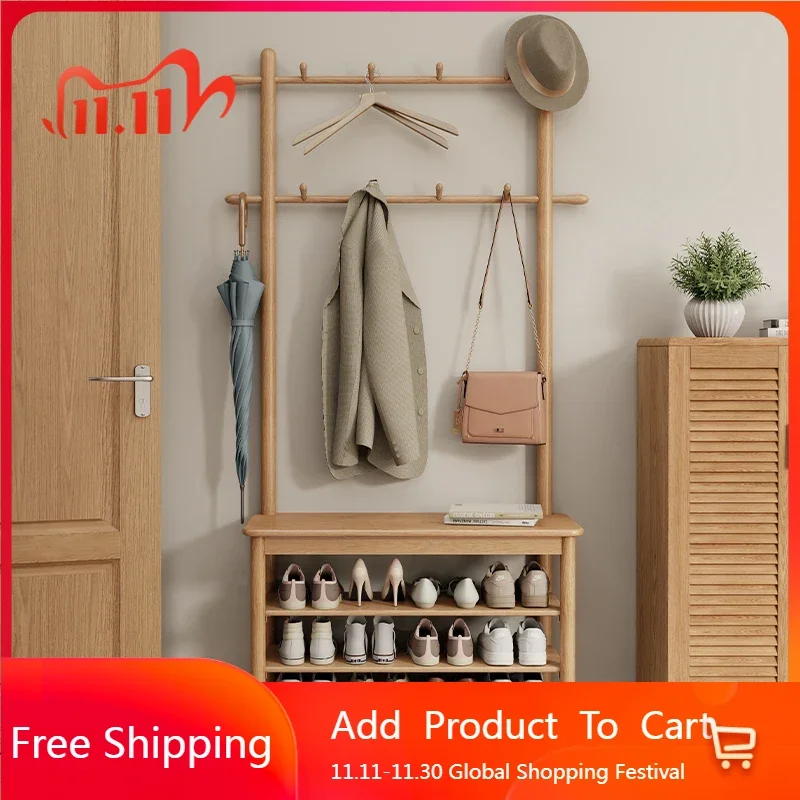 

Hotel Minimalist Coat Racks Storage Organizer Nordic Wooden Space Saving Coat Racks Cabinet Display Perchero Salon Furniture