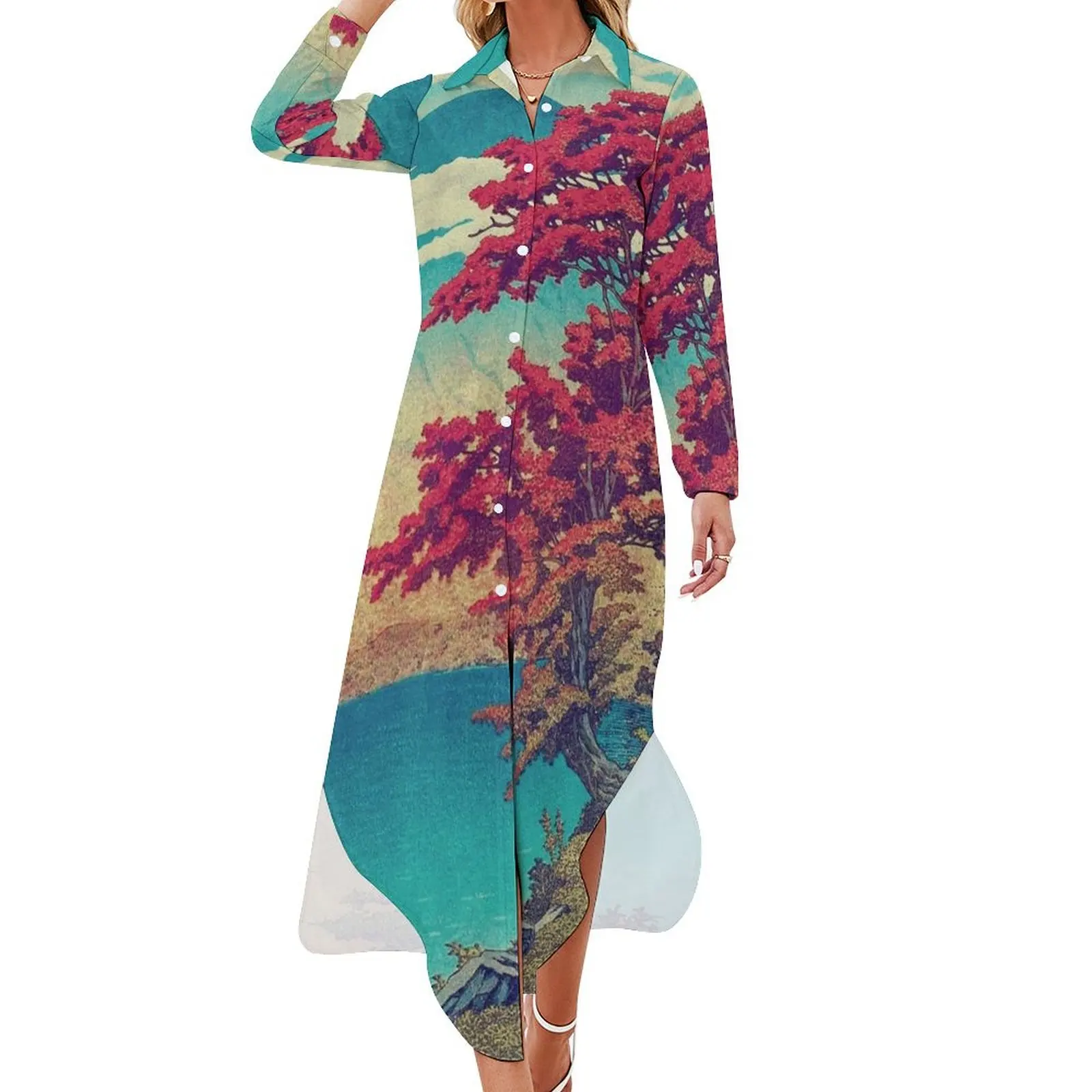 

The New Year in Hisseii - Nature Landscape Long Sleeved Shirt Dress Women's dress Women dresses summer