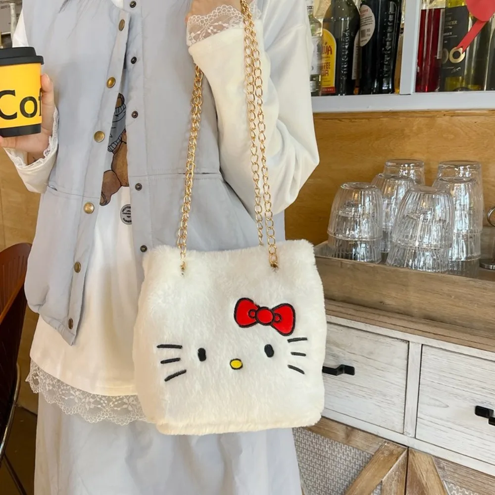 

Girly Heart Kawaii MINISO Hello Kitty Ins Anime Chain Bucket Bag Cute Cartoon Sweet Single Shoulder Crossbody Bag Gifts for Girl