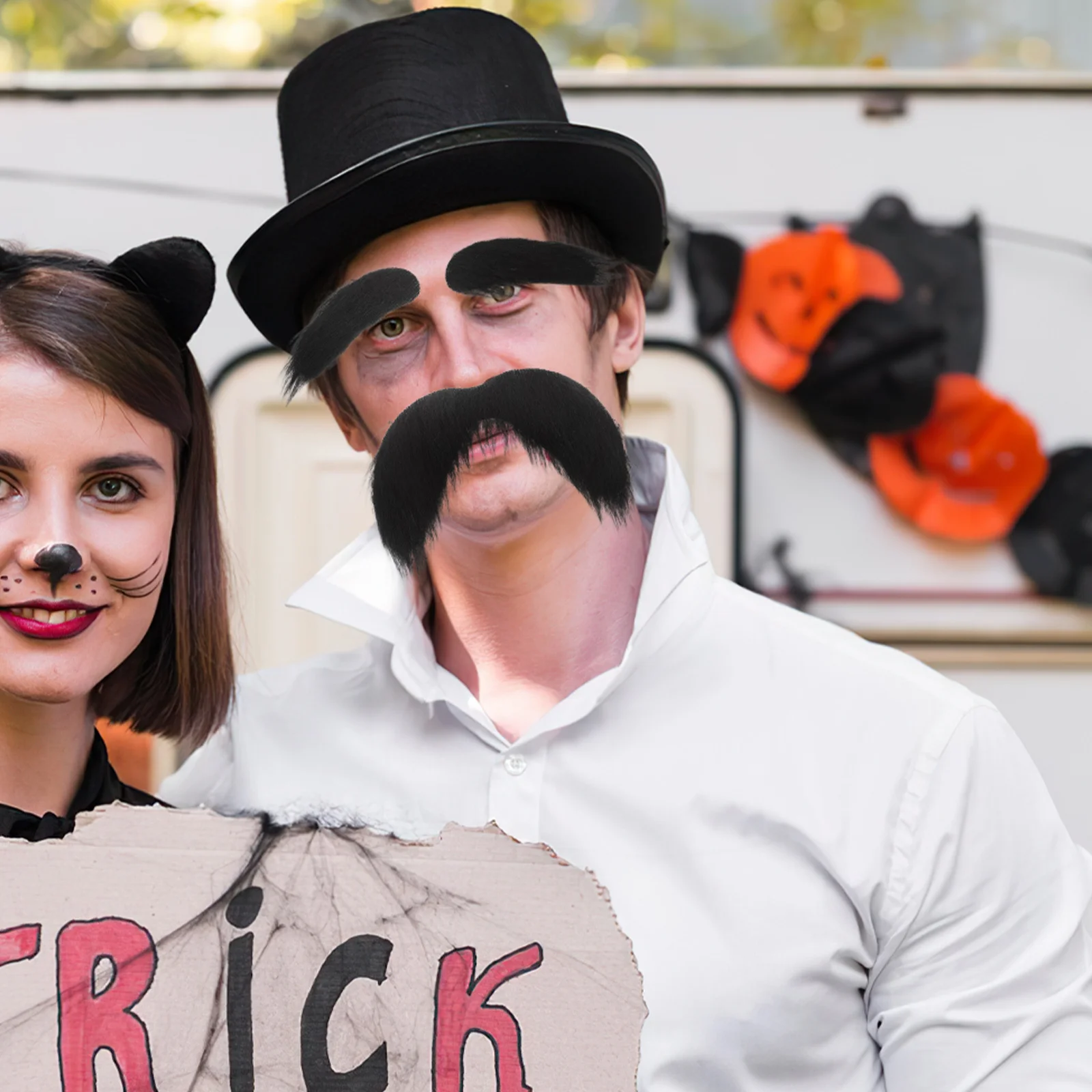 3 قطع من حواجب الشارب المزيفة ذاتية اللصق، لحية واقعية للرجال، إكسسوارات تنكرية لحفلات الهالوين، تلتصق على شعر الوجه