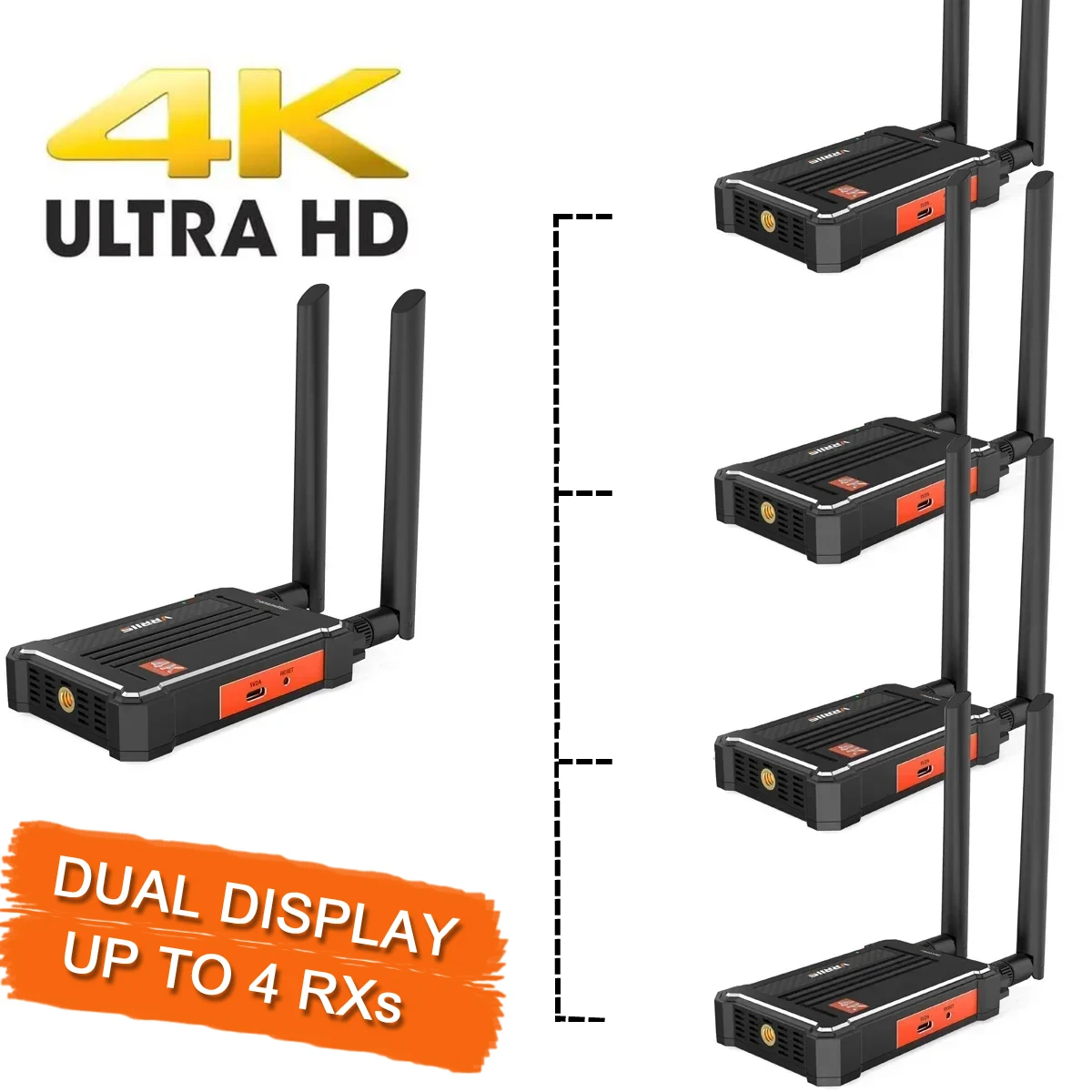 4K Wireless HDMI Extender Wedding Church Camera Live Streaming Audio Video Transmitter and Receiver Wireless Sender Dual Display