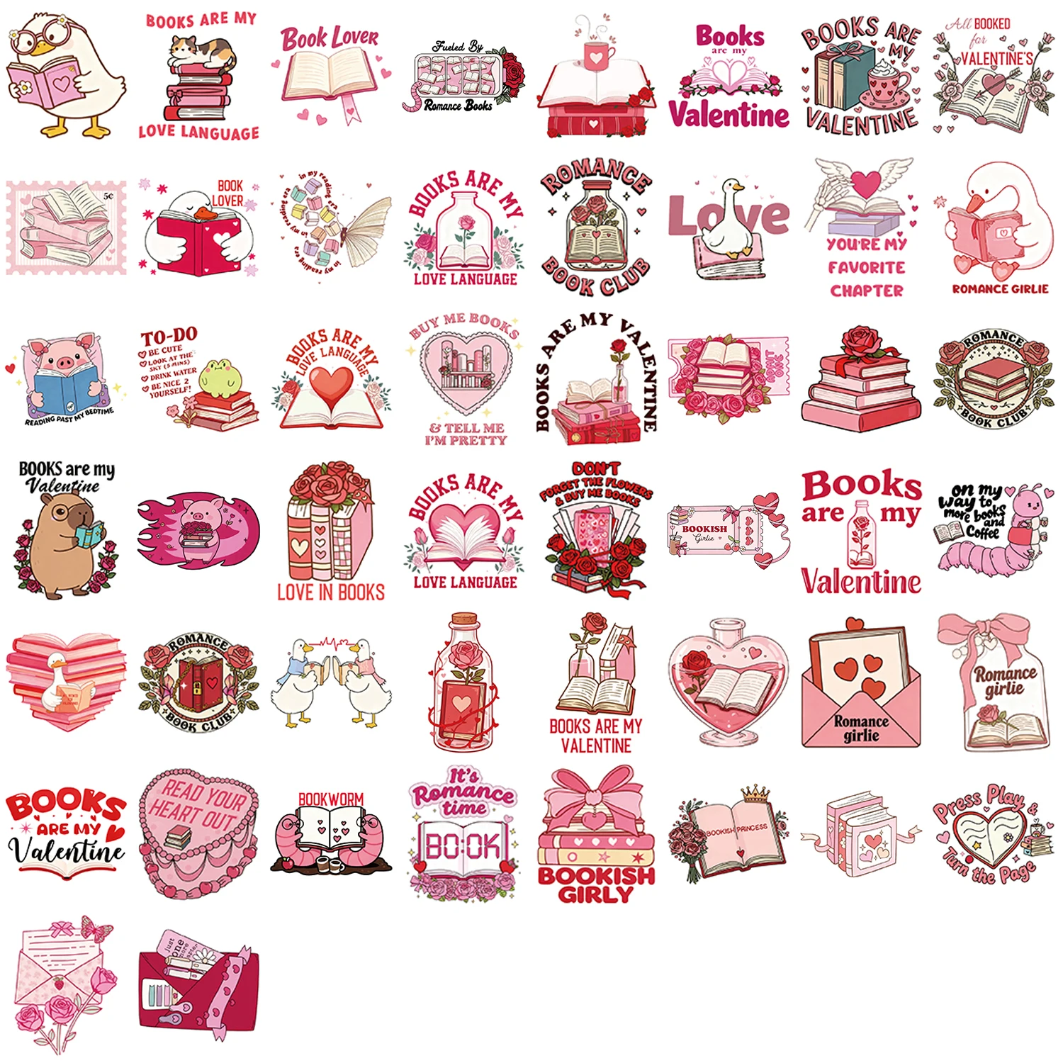 50/100PCS 발렌타인 데이 북리쉬 그래피티 PVC 스티커 여행가방 노트북 냉장고 전화 자동차 스타일링 방수 데칼