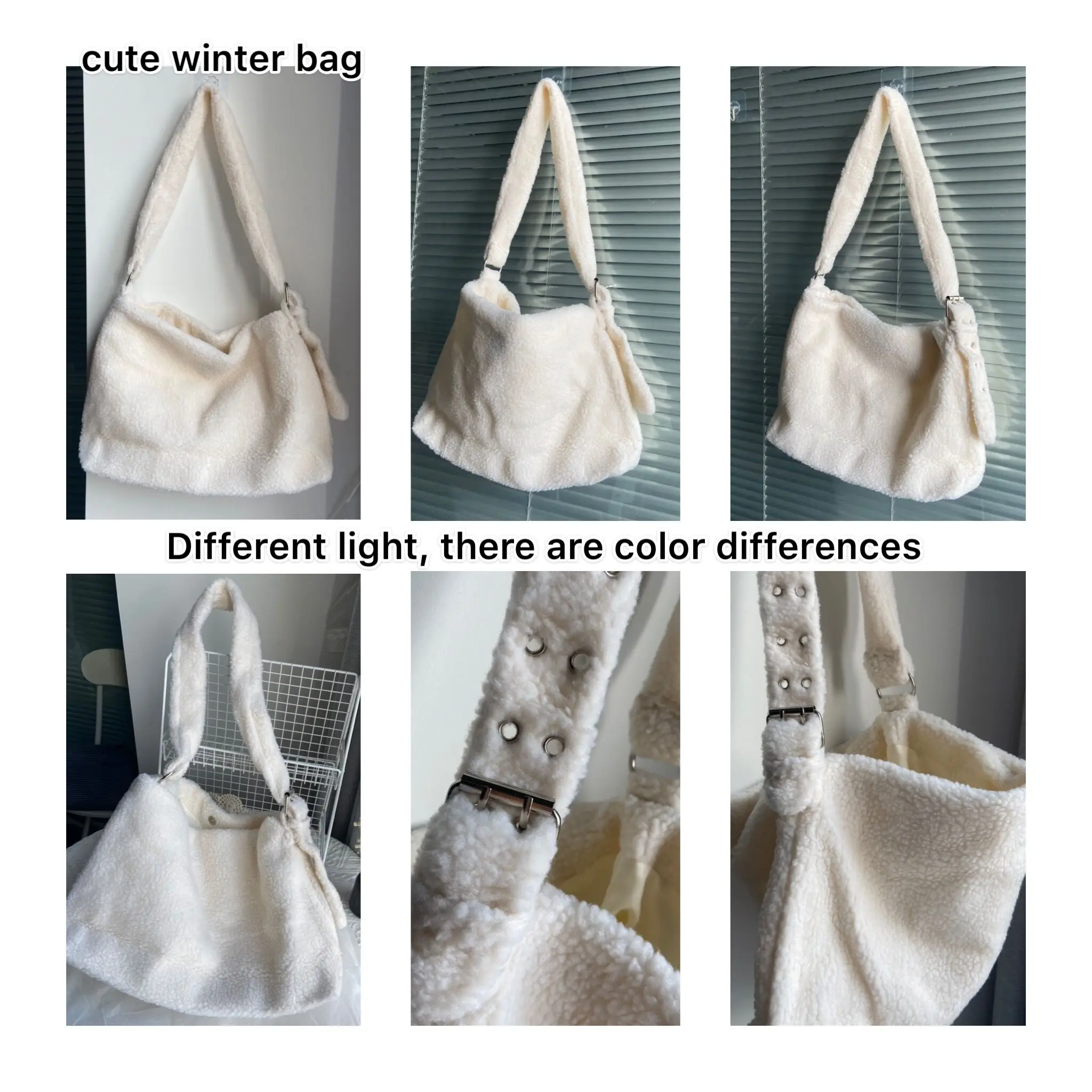 Winter Lamb Faux Fur Ladies Shoulder Bag Solid Color Soft Fluffy Plush Women Messenger Bags Large Capacity Female Casual Tote