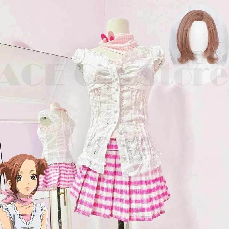 Disfraz de Anime Comic Nana Komatsu Nana, peluca para mujeres y niñas, traje rosa diario, uniforme de Ángel, traje Sexy para fiesta de Halloween