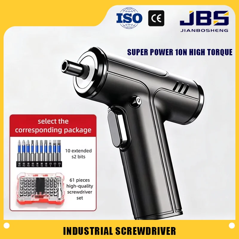 JBS 3.6V Electric Screwdriver Set: 5/10N.m Cordless Mini Hand Drill with Multi-Function Power Tool