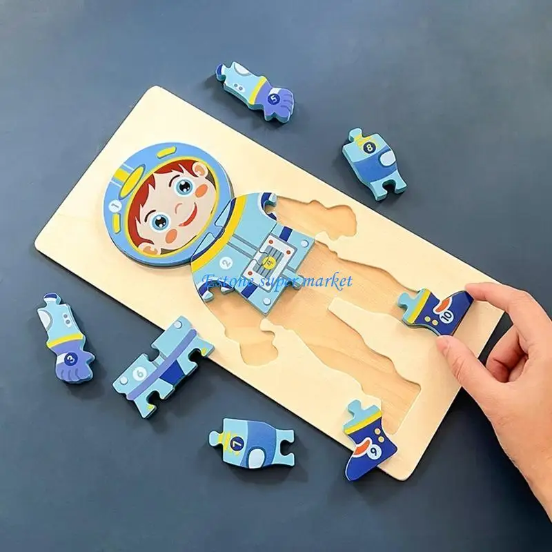 090B Wooden Career Puzzle Table Portable 3D Board Supplies Color Sorting Blocks