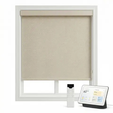 Motorized Roller Blinds with Remote Control Custom Blackout Electric Window Shades Compatible with Google, Amazon, Homekit