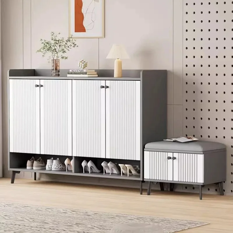 خزانة الأحذية البيضاء الجمالية الحديثة بساطتها تصميم فاخر تخزين خزانة الأحذية الأزياء الداخلية Sapateira الأثاث العصري #2