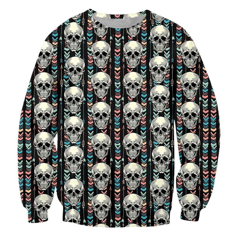 

Ethnic Retro Skull 3d Print Long Sleeve Sweatshirt Women Crewneck Pullover Harajuku Style Unisex Tracksuit Outerwear Dropship