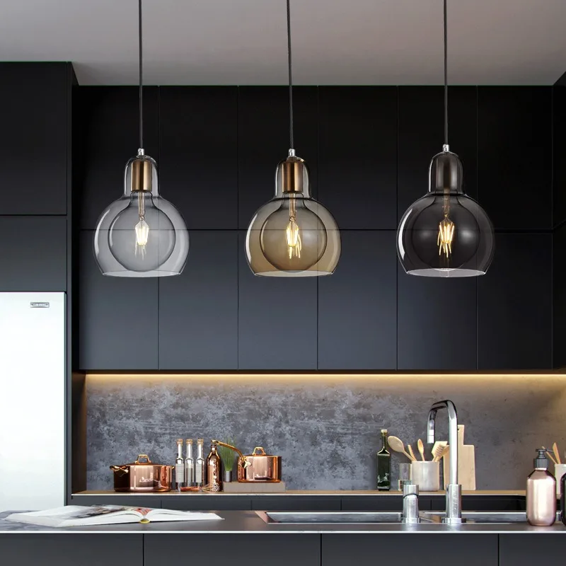 ما بعد الحداثة العنبر الزجاج ممفيس قلادة LED مصباح الحديثة الشمال ديكور المنزل غرفة المعيشة غرفة نوم شرفة جو الثريا